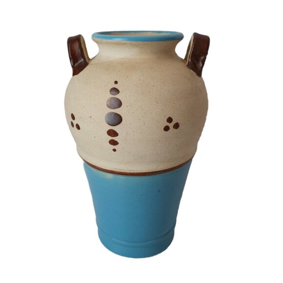 Vintage Tonala Pottery Vase Mother & Children Hand Painted Signed Mexico 8.5" - Picture 4 of 7